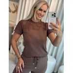 Blusa Biamar Com Detalhe Vazado Marrom 