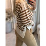 Blusa Biamar Mullet Listrada Off White Com Caramelo 1301