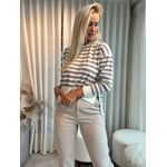 Blusa Biamar Mullet Listrada Off White Com Cinza 