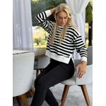Blusa Biamar Mullet Listrada Off White Com Preto