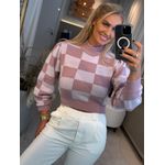 Blusa Biamar Quadriculada Em fio Pluma Roxo