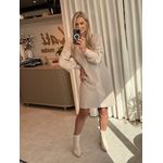 Vestido Midi Biamar Com Manga Ponto Pipoca Bege