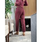 Calça Biamar De Linho Com Pregas Bordo