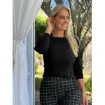 Blusa Biamar Canelada Com Decote Quadrado Preto