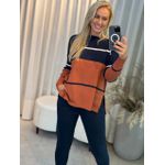 Blusa Alongada Listrada Caramelo e Marinho 