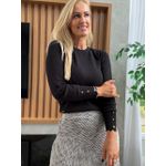 Blusa Básica Com Babados Na Gola Preto