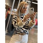 Blusa Biamar Animal Print Com Punho De Pele Bege