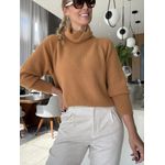 Blusa Biamar em Fio Pluma com Gola Boba Caramelo 0305