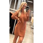 Vestido Abenção Com Manga Trançada Telha 