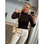 Blusa Ambicione Gola Chaminé Marrom 0406