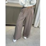 Calça Biamar Pantalona Com Pregas E Bolsos Faca Marrom 1707