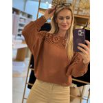 Blusa Biamar Em Ponto Margarida Com Detalhe Vazado Mocha Mousse 1009