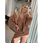 Jaqueta Biamar Com Botões e Capuz Ajustável Mocha Mousse 1607
