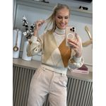 Blusa Biamar Geométrica Gola Alta Bege Claro 2306