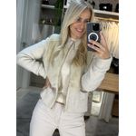 Casaco Biamar com Pele Fake e Bolso Frontal Bege 2205