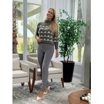 Blusa Biamar De Fio Pluma Com Triângulos Cinza