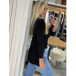 Cardigan Alongado Com Malha Canelada Preto 