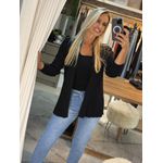 Cardigan Alongado Com Malha Canelada Preto 