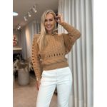 Blusa Biamar Com Pontos Vazados E Capuz Caramelo 