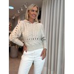 Blusa Biamar Com Pontos Vazados E Capuz Bege