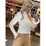 Blusa Biamar Com Manga Rendada Off White 