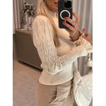 Blusa Biamar Com Manga Rendada Bege