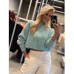 Blusa Abenção Cropped Trabalhada Verde Água 