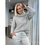 Blusa De Tricô Com Gola Boba Cinza 