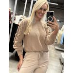 Blusa Abenção Com Manga Trançada Bege