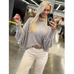 Blusa Biamar De Fio Pluma Com Manga Morcego Cinza