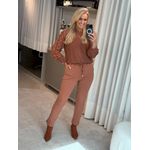 Calça Abenção De Moletom Com Cordão Marrom