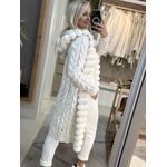 Casaco Biamar Longo Com Aplicação De Pele Em Gomos Off White 