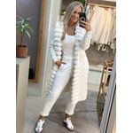 Casaco Biamar Longo Com Aplicação De Pele Em Gomos Off White 
