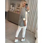 Casaco Biamar Alongado De Fio Pluma Com Listras Off White 