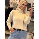 Blusa Biamar em Fio Pluma com Gola Boba Bege