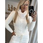 Blusa Trabalhada Com Gola Removível De Pele Off White 