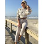 Blusa Biamar Cropped Listrada Bege Escuro 0606