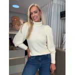 Blusa Abenção Com Manga Bufante E Gola Alta Removível off white 0805