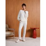 Blusa Biamar De Fio Pluma Com Manga Morcego Off White 