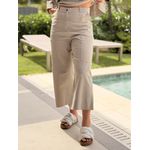 Calça Biamar Pantacourt Em Sarja Com Bolsos Laterais Bege 1001