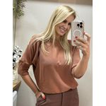 Blusa Biamar Em Ponto Pipoca Camel 