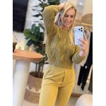 Blusa Biamar Com Tecimento de folhas Pistache 0801 