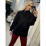 Blusa Biamar Alongada Canelada com Gola Transpassada Preto 2805