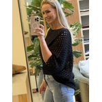 Blusa Le Bongã Ampla Com Pontos Vazados Preto 2410