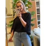 Blusa Le Bongã Ampla Com Pontos Vazados Preto 2410