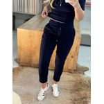 Calça De Sarja Com Cordão Azul Marinho 