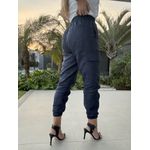 Calça Cargo Em Linho Azul marinho