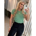 Blusa Canelada Biamar Com Gola Redonda Verde 