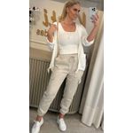 Calça Cargo Em Linho Bege