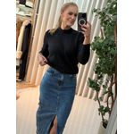 Blusa Biamar Em Fio Pluma Com Gola Redonda Preto 0706